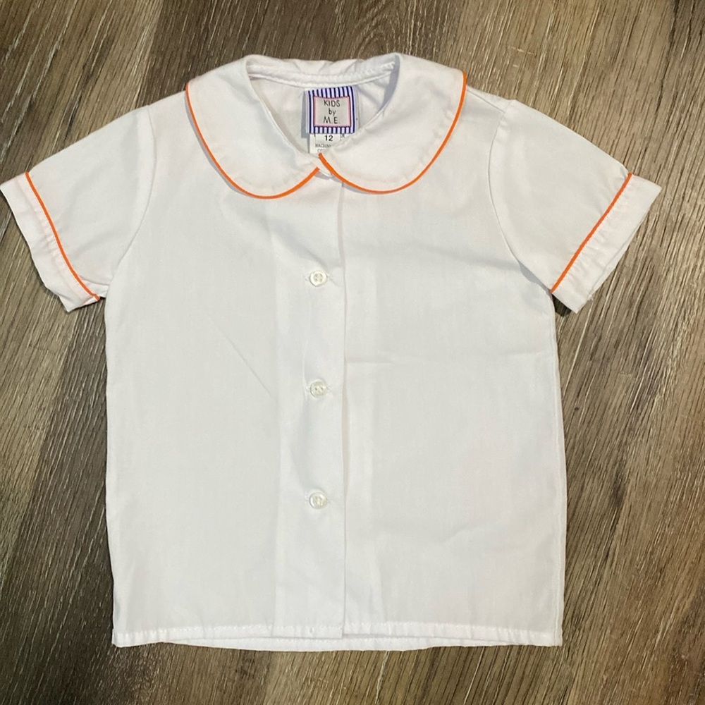 Boys Peter Pan Collar Shirt with Orange Trim